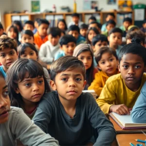 Students in a classroom exhibiting concern over education funding issues.