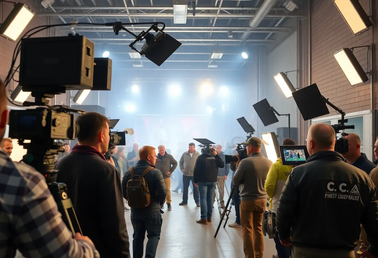 Filming scene on a Rhode Island movie set