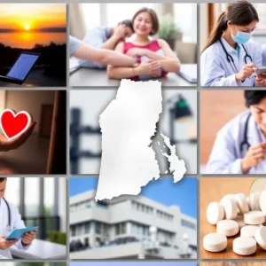 Visual representation of health insurance factors in Rhode Island