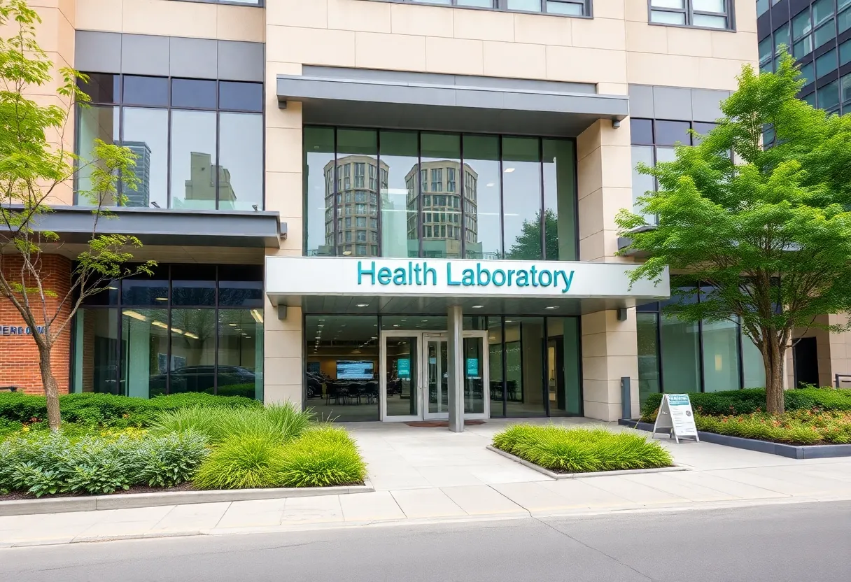 Exterior view of the new Rhode Island State Health Laboratory in Providence