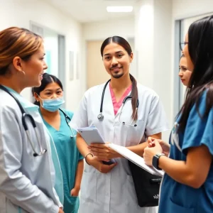 Healthcare professionals advocating for patient care at Women & Infants Hospital.