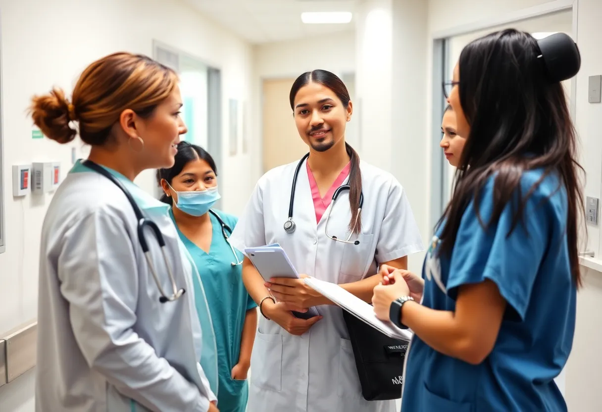 Healthcare professionals advocating for patient care at Women & Infants Hospital.