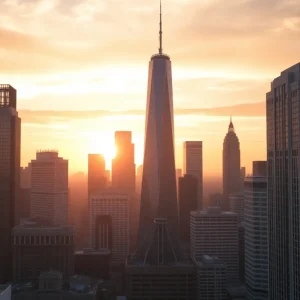 Financial district representing the decline of the Rhode Island pension fund