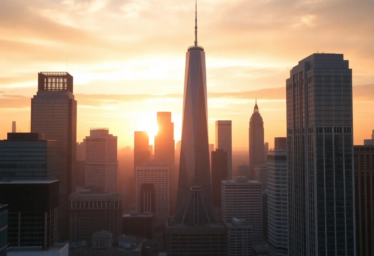 Financial district representing the decline of the Rhode Island pension fund