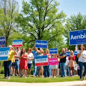 Political campaign scene in Rhode Island