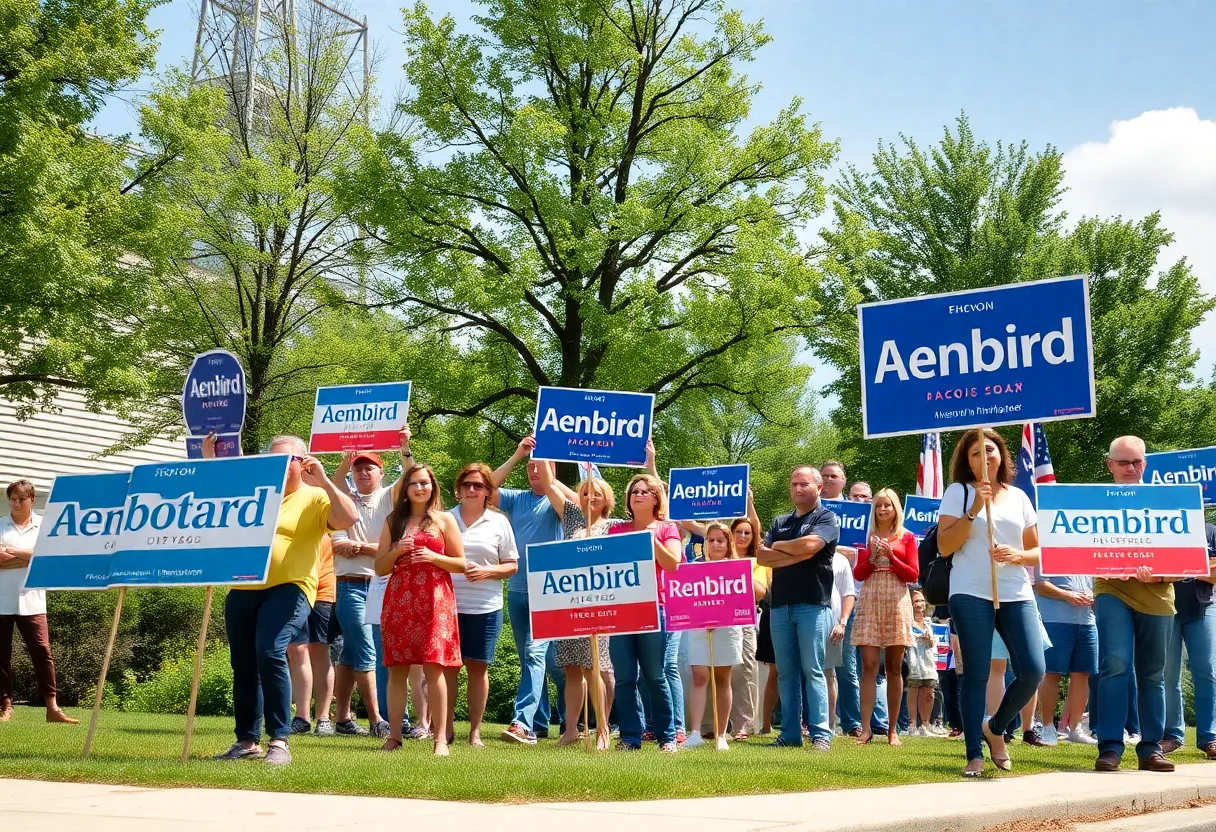 Political campaign scene in Rhode Island