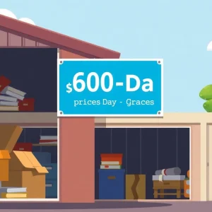 Self-storage facility with grace period sign