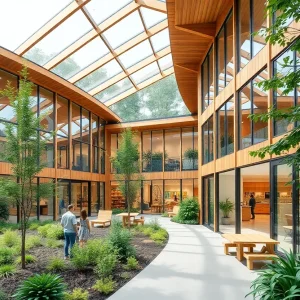 Exterior view of the Sternlicht Commons and Health and Wellness Center at Brown University