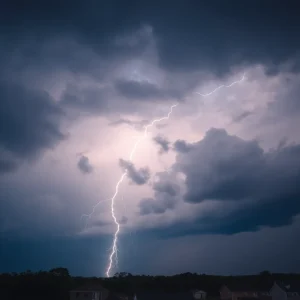 Severe thunderstorms over Central Falls, Rhode Island
