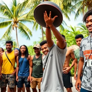 Group of contestants competing in a reality show challenge