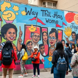 Mural depicting community values and political expression in Providence.