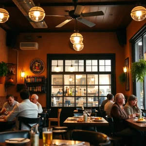 Interior of Vino Veritas restaurant with customers enjoying meals