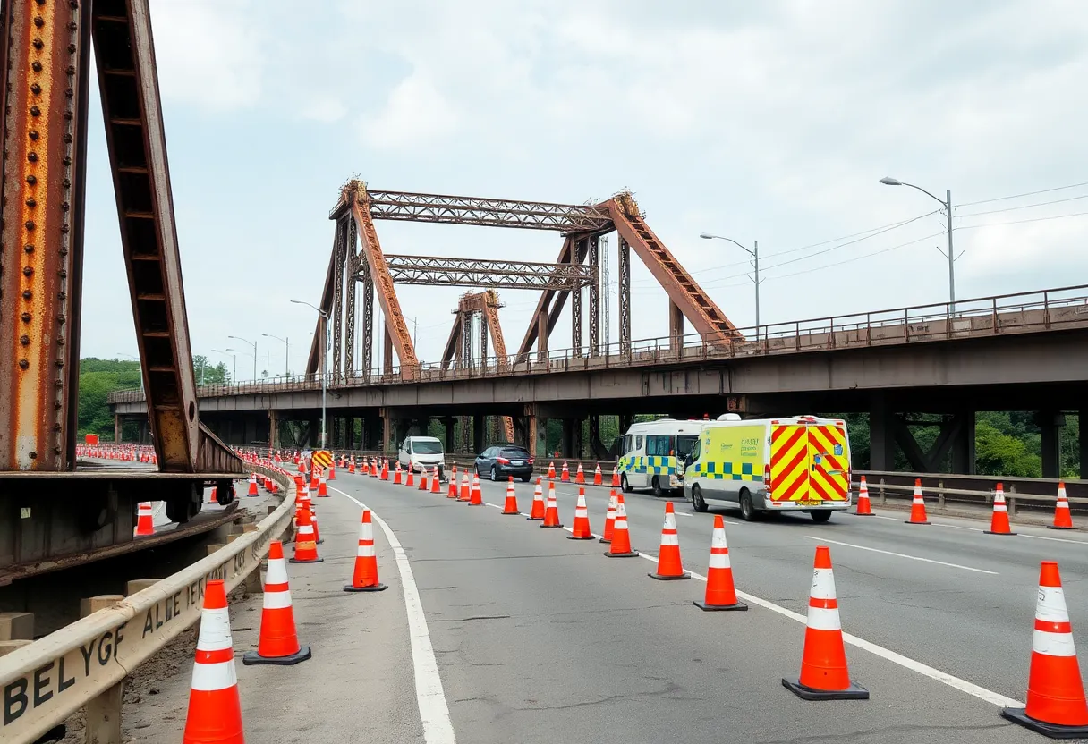 Closed Washington Bridge showing signs of deterioration