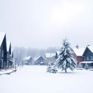 Snow-covered landscape during a winter storm in Southern New England.