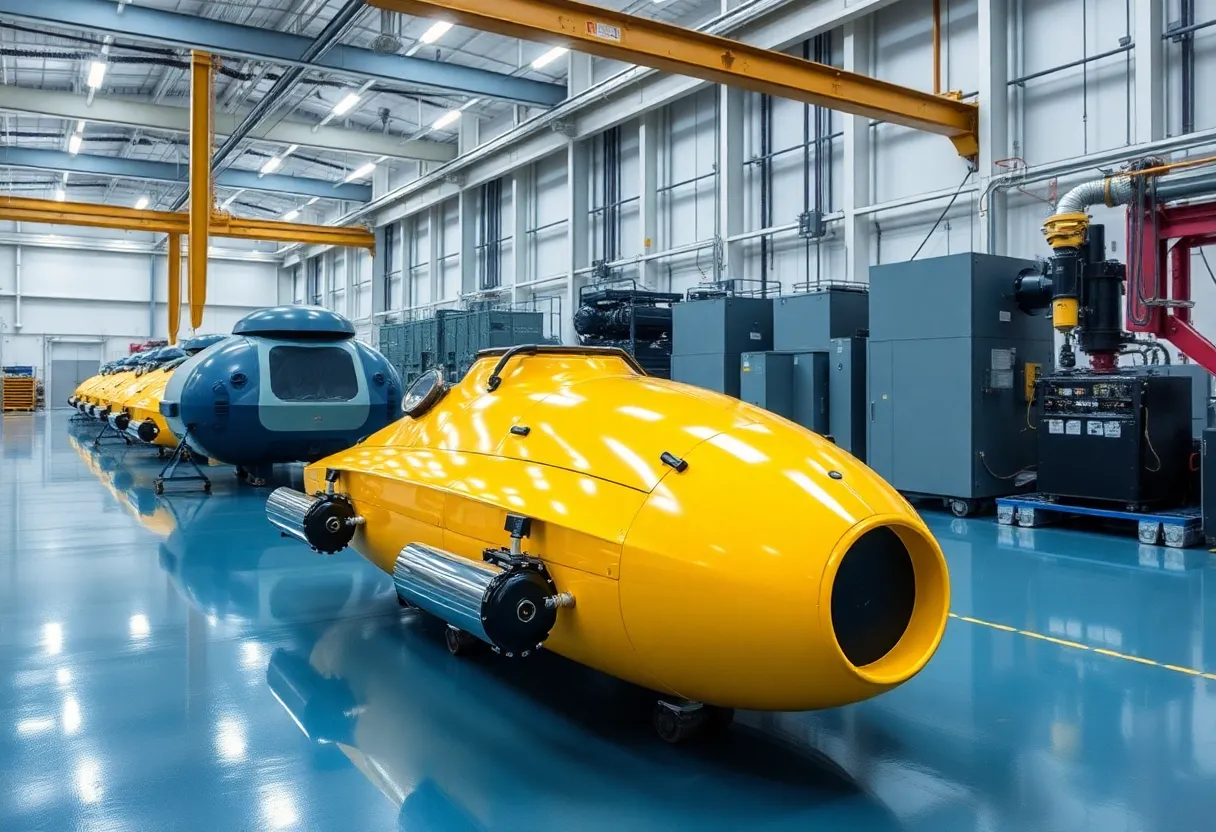 Manufacturing facility producing autonomous underwater vehicles