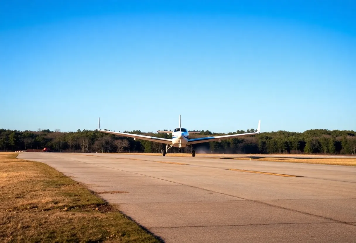 Aerial view of Block Island State Airport surrounded by greenery