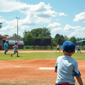 Children playing baseball at Doran Field in Bourne