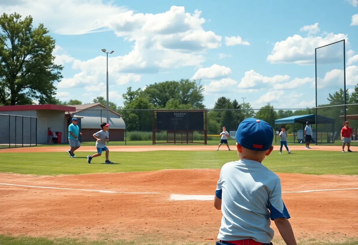 Children playing baseball at Doran Field in Bourne