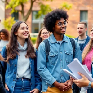 Students on Brown University's campus discussing gender policies