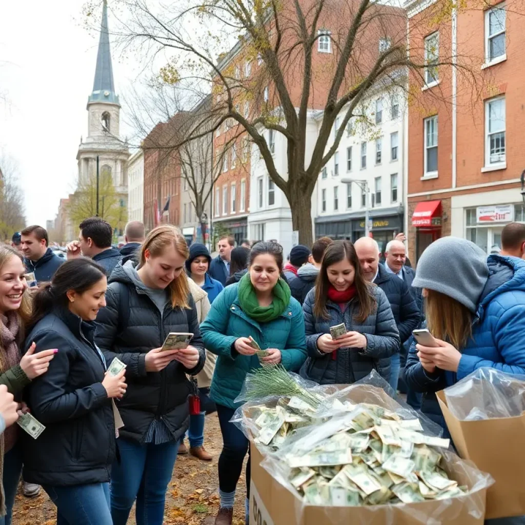 Residents of Providence participating in Cash Drop treasure hunt