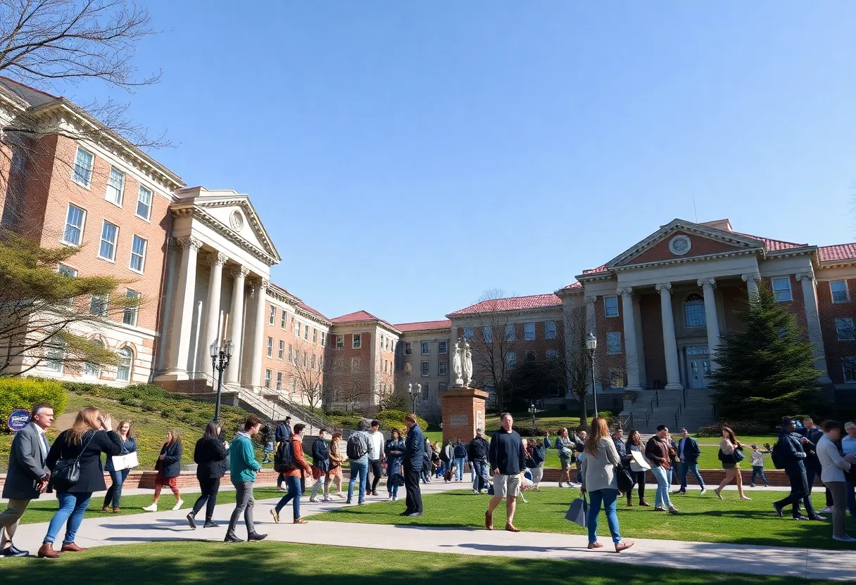 Campus scene at Columbia and Brown Universities reflecting academic life and student engagement.