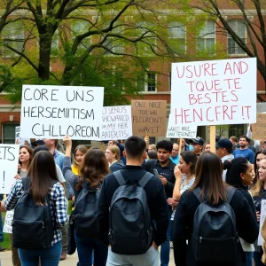 Protest on Columbia University's campus discussing antisemitism