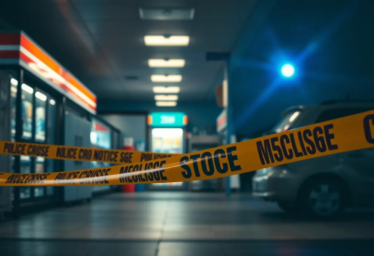 Police investigating a convenience store robbery