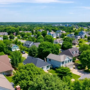 Scenic view of homes in Cumberland, Rhode Island