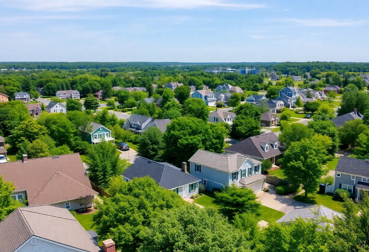 Scenic view of homes in Cumberland, Rhode Island