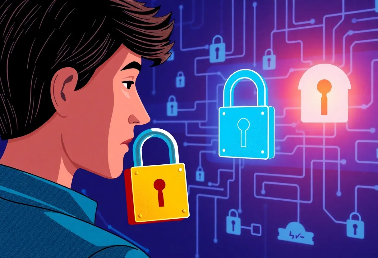 Illustration of identity theft prevention measures in banking.