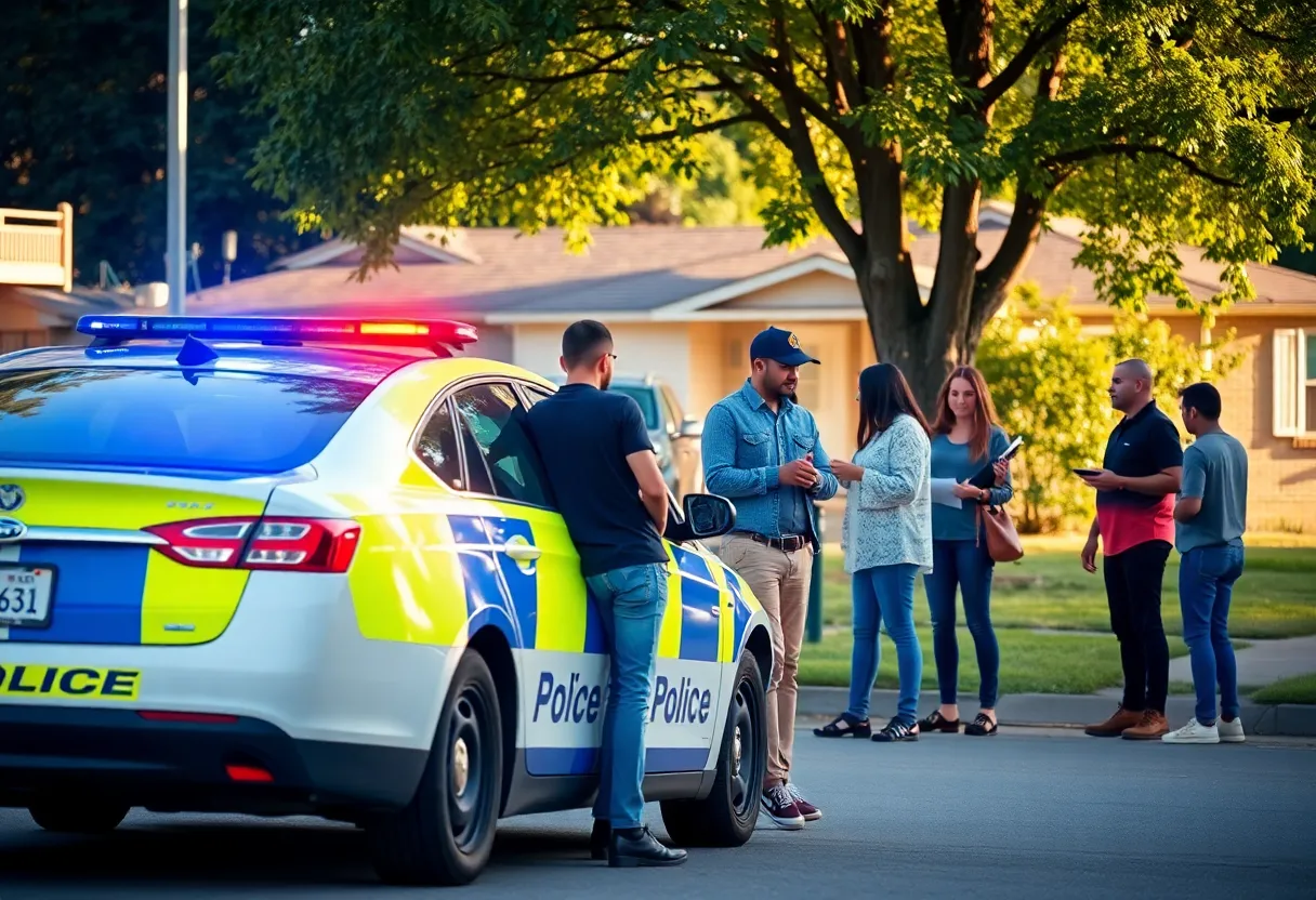 Local police and community members in search of a missing boy