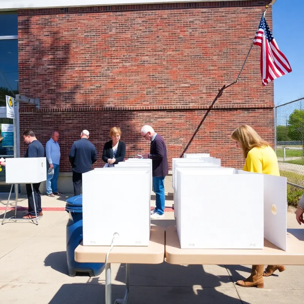 Voters at a polling place in North Providence during the election.