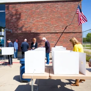 Voters at a polling place in North Providence during the election.
