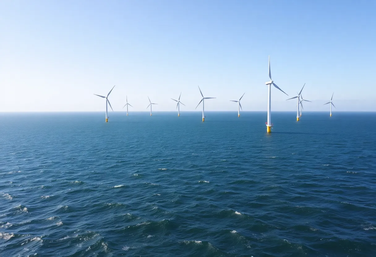 Offshore wind turbines generating renewable energy
