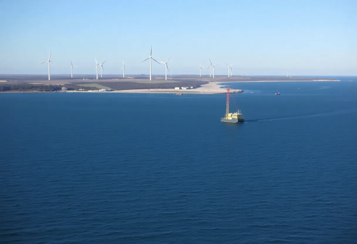 Construction of offshore wind turbines off the Rhode Island coast