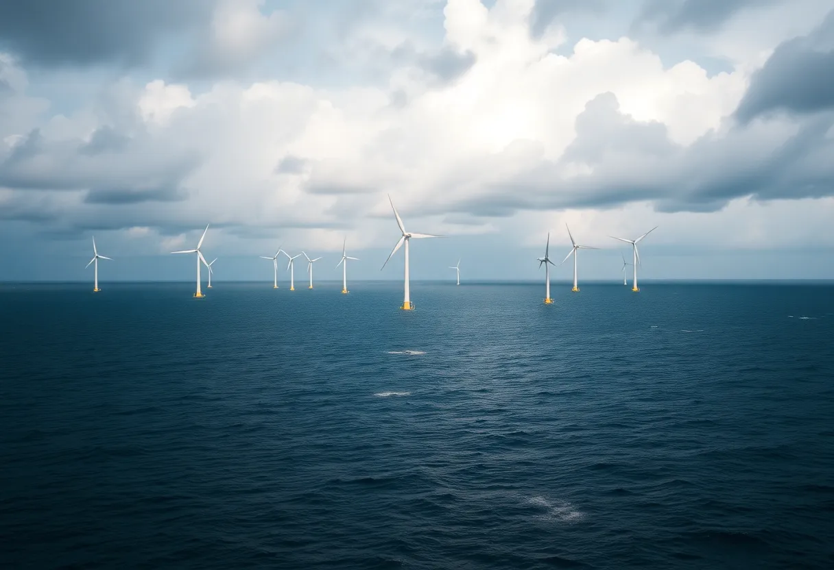 Offshore wind turbines representing renewable energy