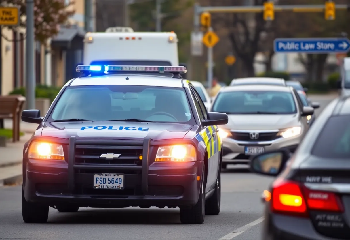 Police vehicle during a traffic stop in Providence