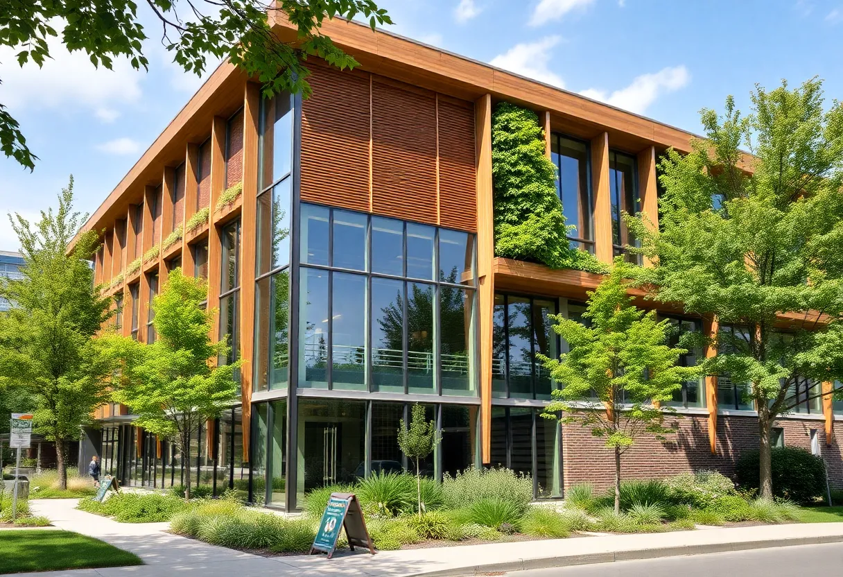 Exterior view of the new carbon-neutral Providence DPW headquarters