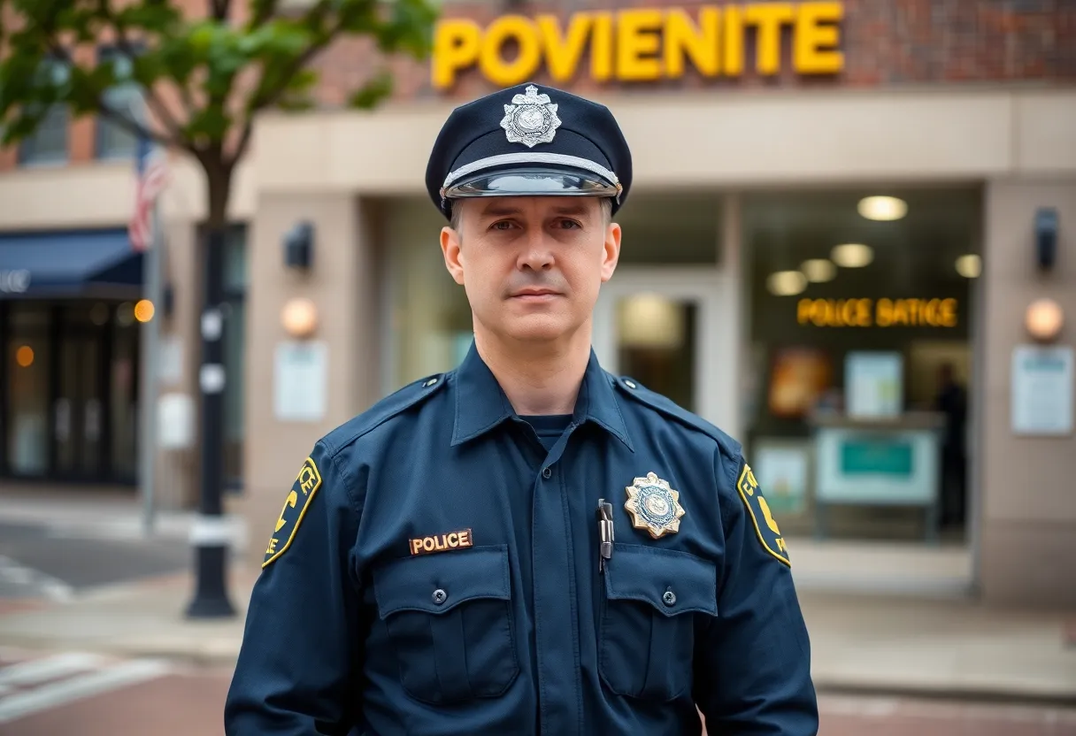 Providence police officer at the police station