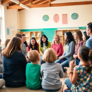 Parents engaging in a community listening session about education