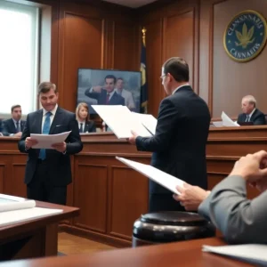 Courtroom representing cannabis licensing dispute