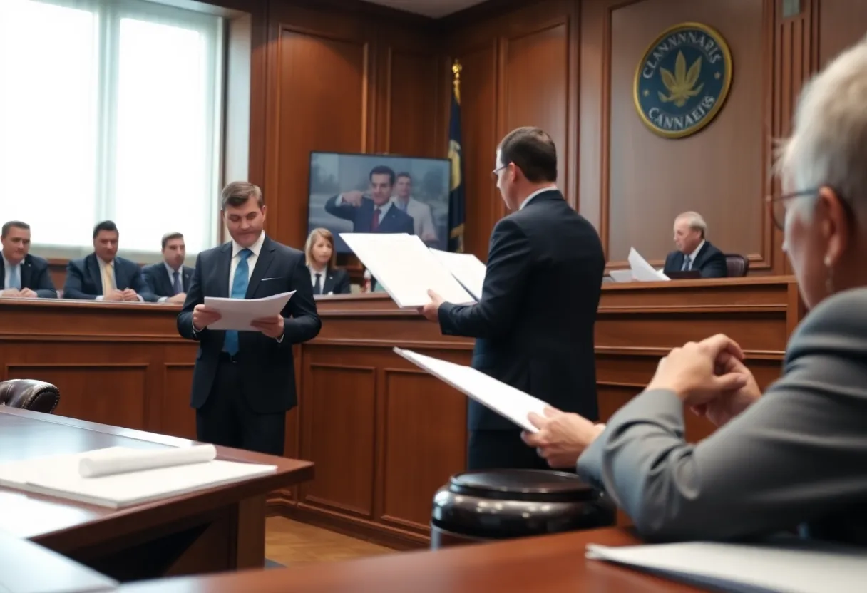 Courtroom representing cannabis licensing dispute