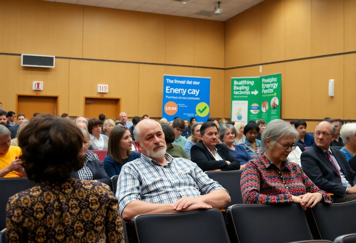Residents discussing the natural gas moratorium at a community meeting