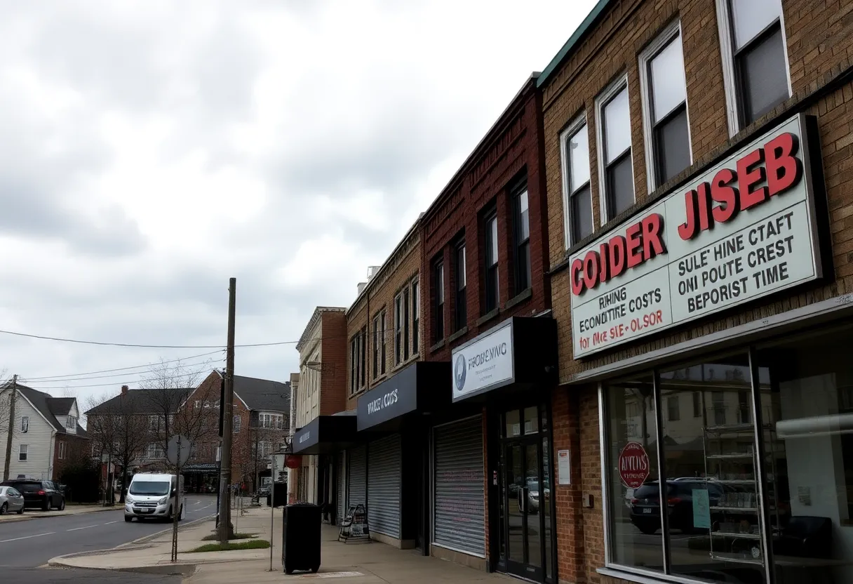Urban landscape of Rhode Island illustrating economic downturn