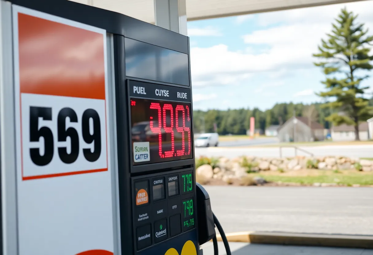 Gas prices at a Rhode Island gas station
