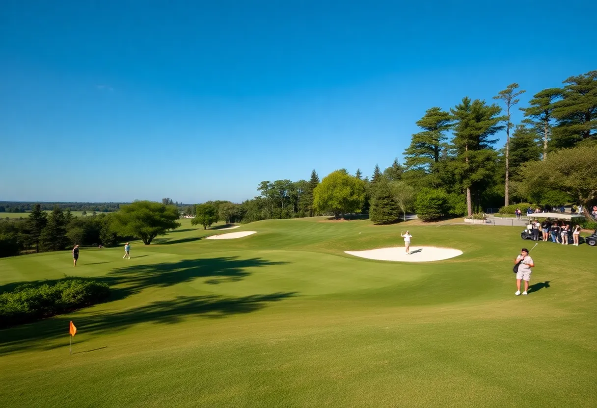 Golfers participating in a Rhode Island tournament at Kirkbrae Country Club