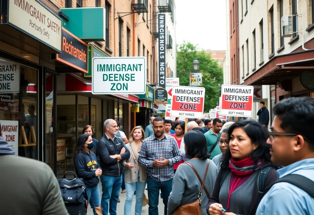 Businesses in Rhode Island marked as immigrant defense zones.