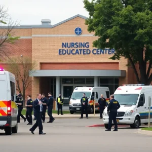 Police response at Rhode Island Nursing Education Center during evacuation