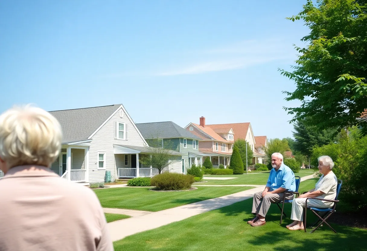 Seniors in Rhode Island enjoying their retirement in a peaceful neighborhood