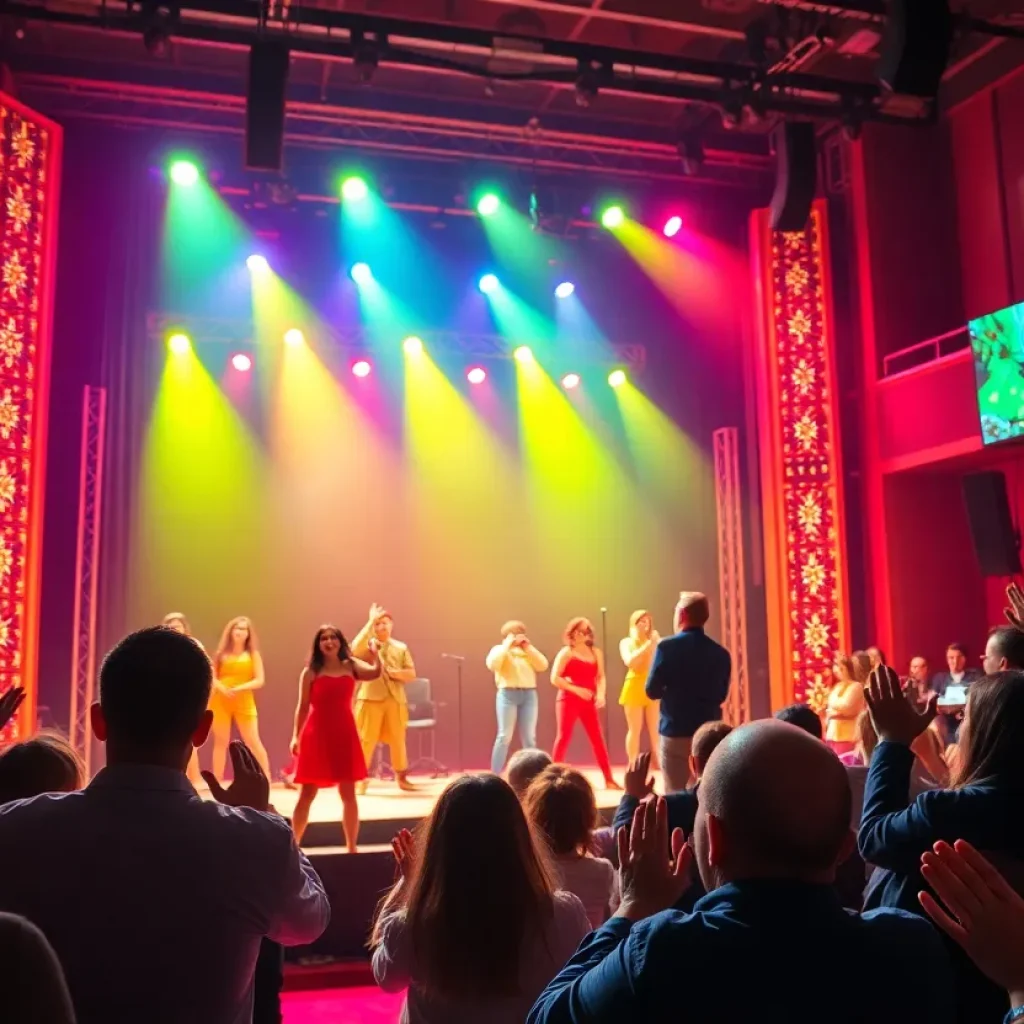 Audience enjoying SIX musical performance on stage